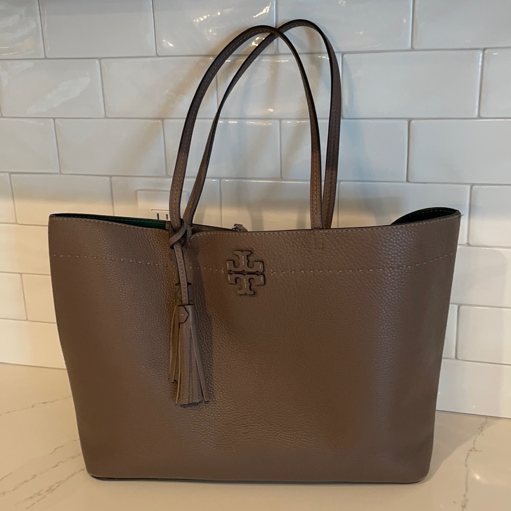 Tory Burch McGraw Pebbled Leather Large Tote Bag